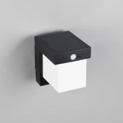 Solar-Wandleuchte Colombo, schwarz matt, Höhe 14 cm, Sensor