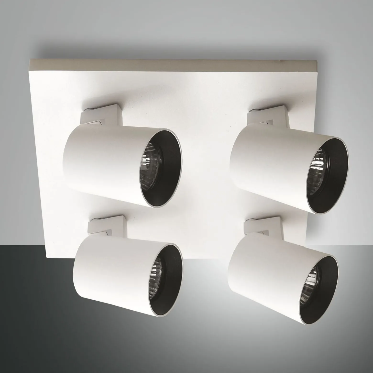 Spot Modo, 4-flammig, weiß, Zierringe, GU10, Aluminium