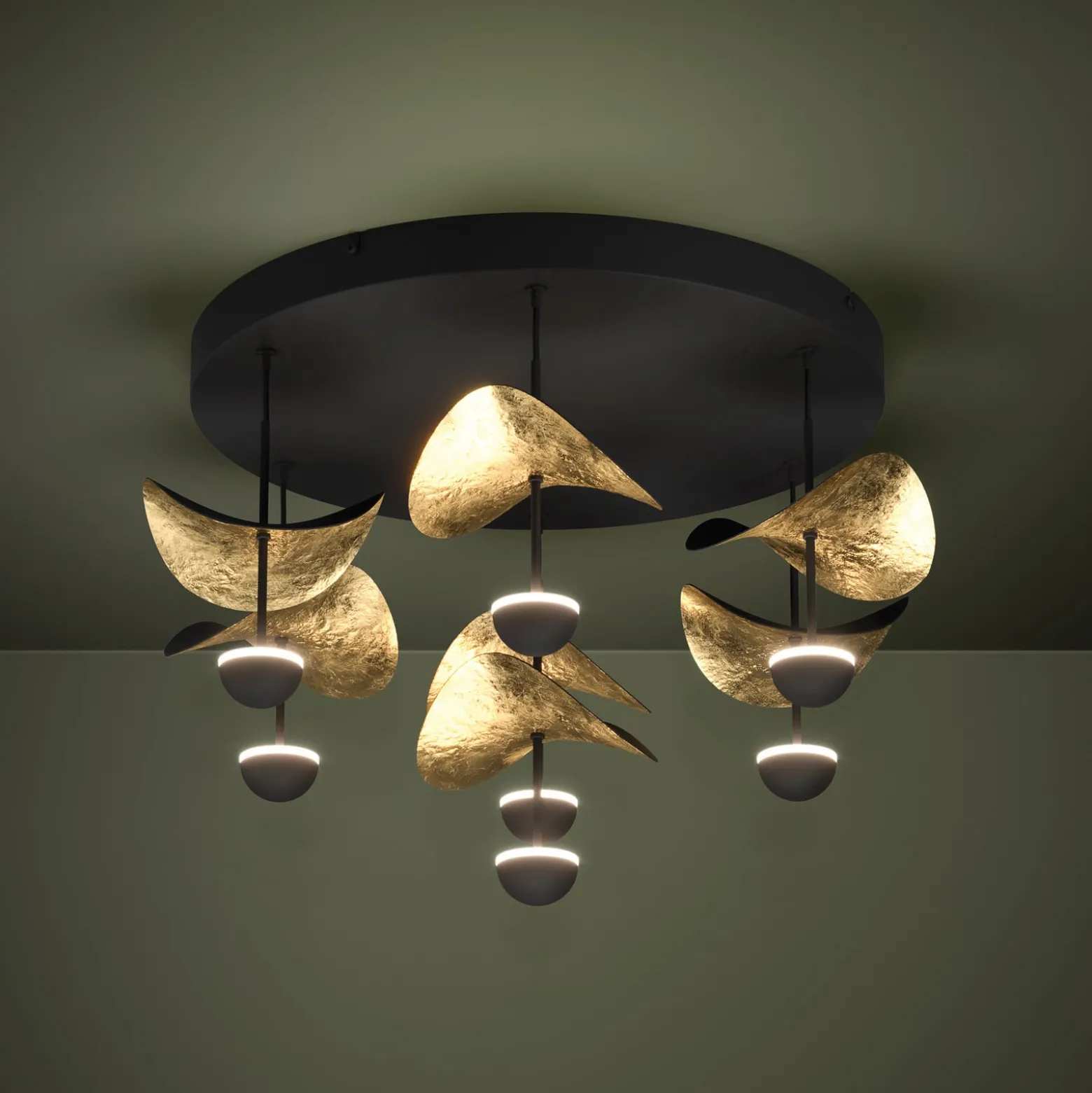 Stars of Light LED-Deckenlampe Dracera schwarz/gold Ø 51 cm