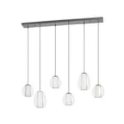 Stars of Light LED-Hängelampe Menorca nickel 143cm 6-flg CCT