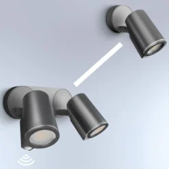 STEINEL Sensor-Außenstrahler One S, 2-flg. anthrazit, IP44