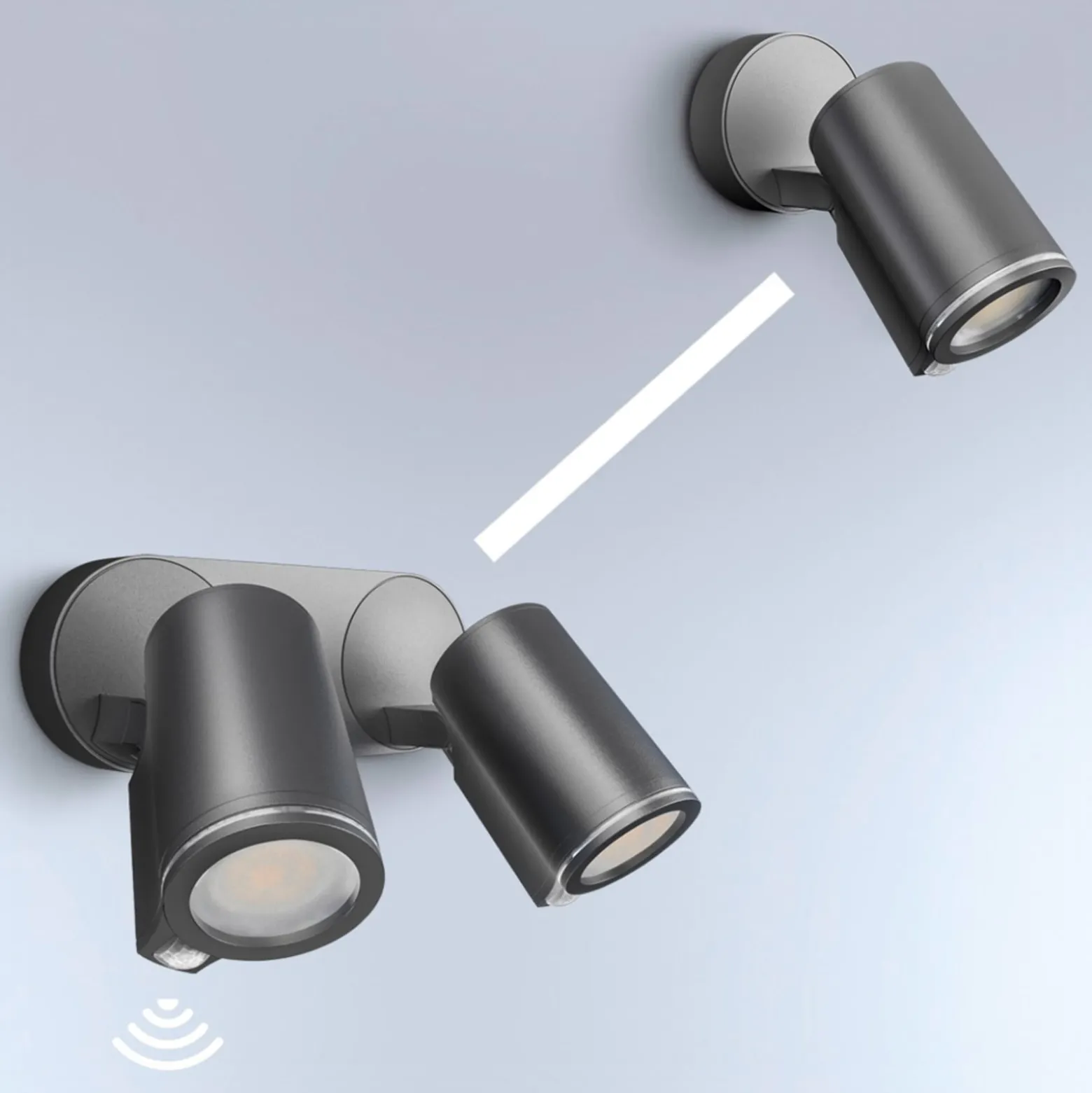 STEINEL Sensor-Außenstrahler One S, 2-flg. anthrazit, IP44