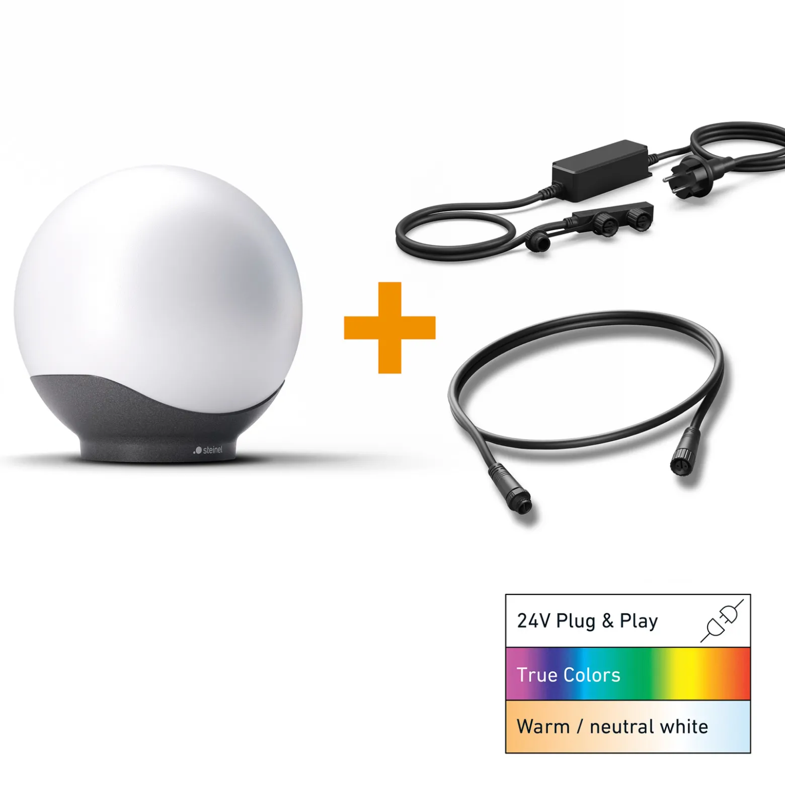 STEINEL Starter-Set Sphera C weiß/anthrazit 40 cm RGBWW IP65