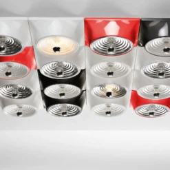 Stilnovo Deckenlampe Goletta, rot glänzend/aluminiumfarben