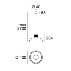 Stilnovo LED-Hängelampe Trepiù, chromfarben/gelb, Ø 40 cm