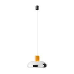 Stilnovo LED-Hängelampe Trepiù, chromfarben/gelb, Ø 40 cm