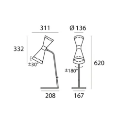 Stilnovo Tischlampe Megafono, schwarz, Höhe 62 cm, Metall