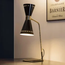 Stilnovo Tischlampe Megafono, schwarz, Höhe 62 cm, Metall