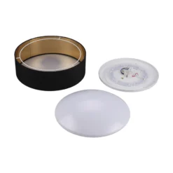 Stoff-Deckenlampe Coleen in Schwarz, innen gold