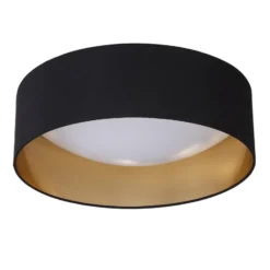 Stoff-Deckenlampe Coleen in Schwarz, innen gold