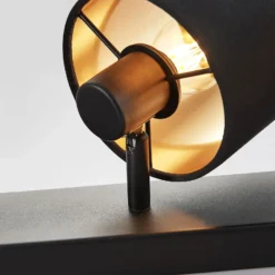 Stoff-Deckenlampe Vasilia in Schwarz-Gold, 4-fl.