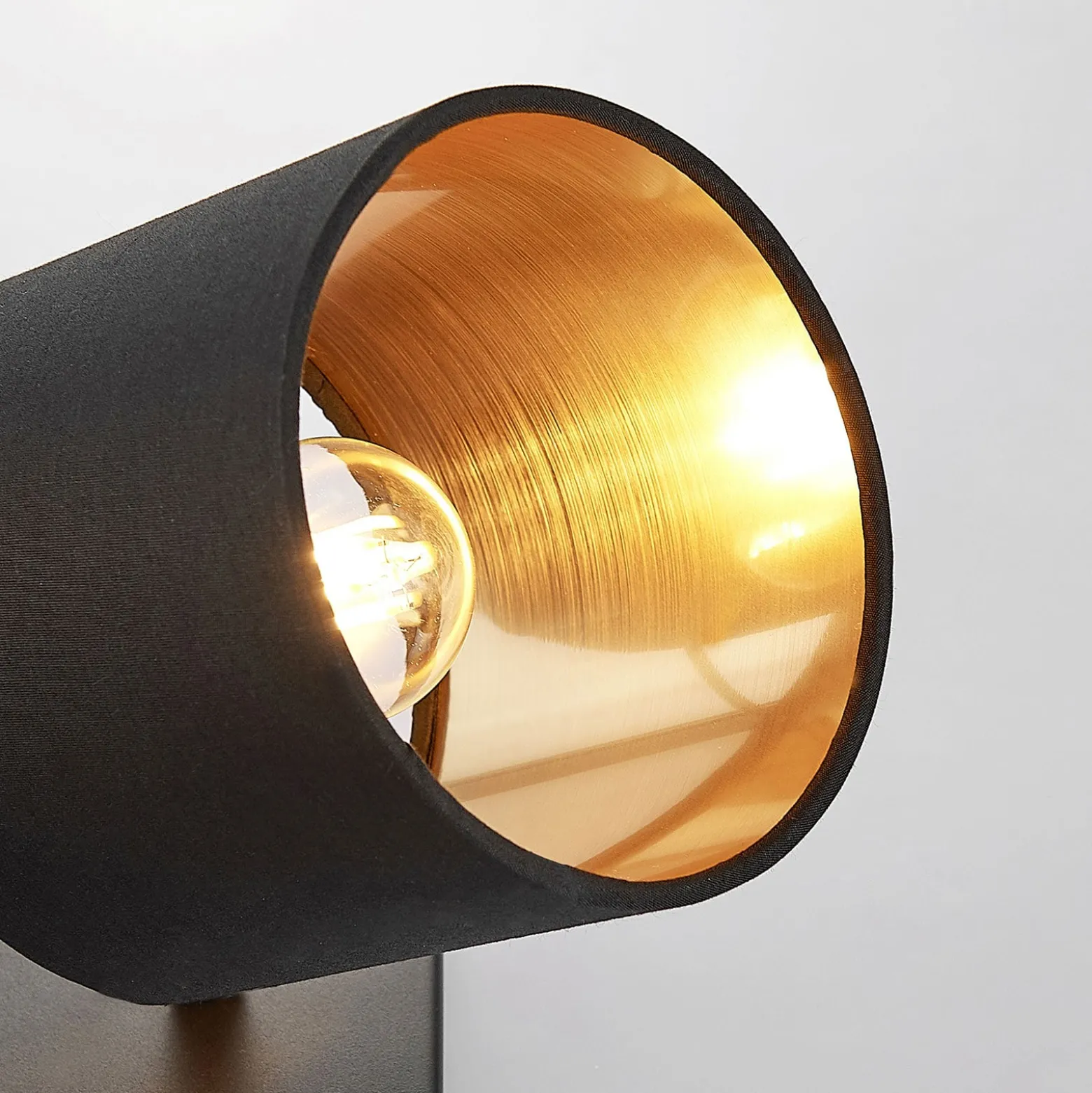 Stoff-Deckenlampe Vasilia in Schwarz-Gold, 4-fl.