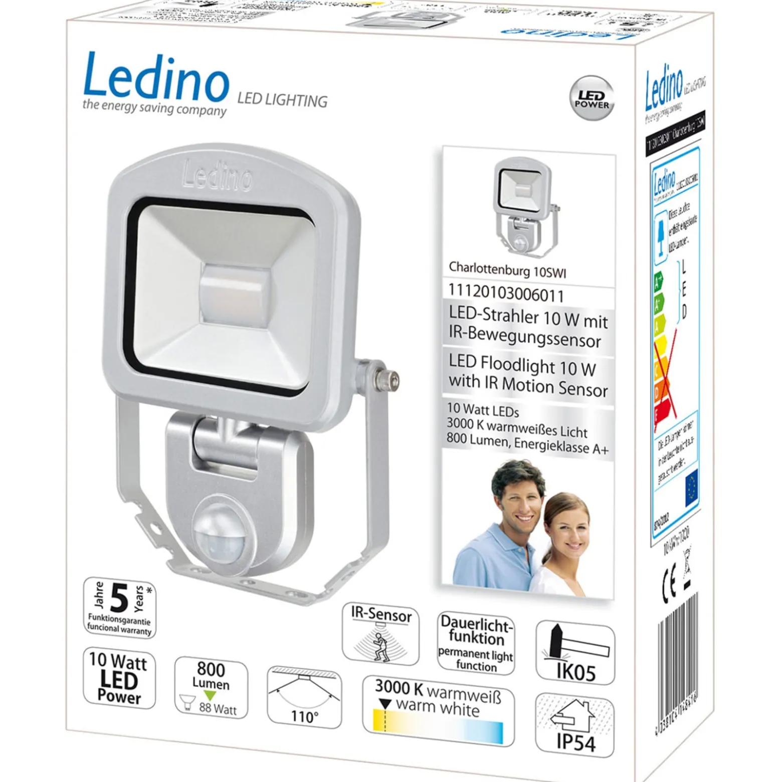 Strahler Charlottenburg Sensor silber 10W 3.000K
