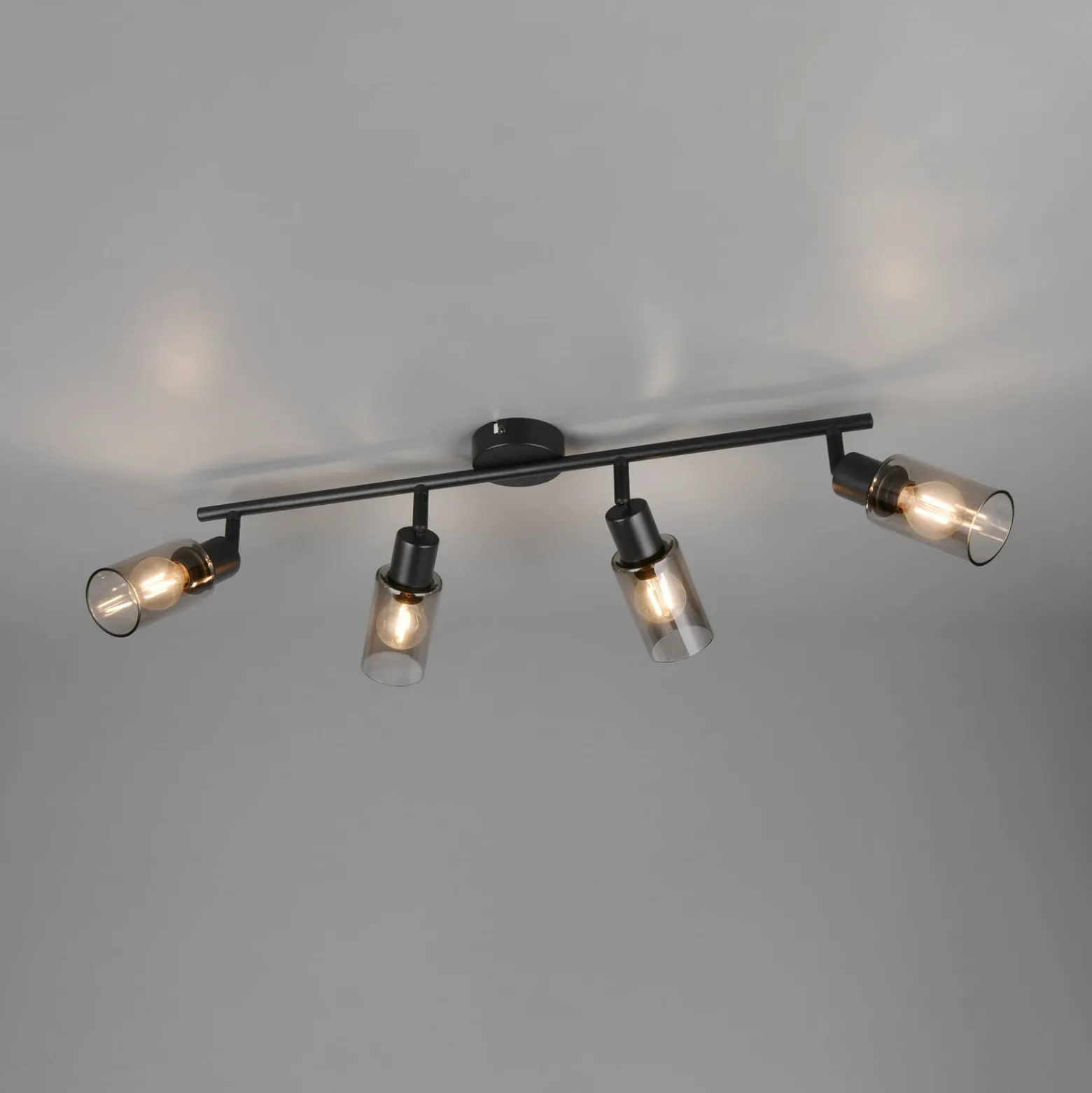 Strahler Mars, Länge 82 cm, schwarz matt, 4-flg., Metall E14