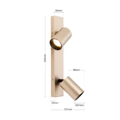 Strahler Sean, 2-flg., goldfarben, Metall, schwenkbar
