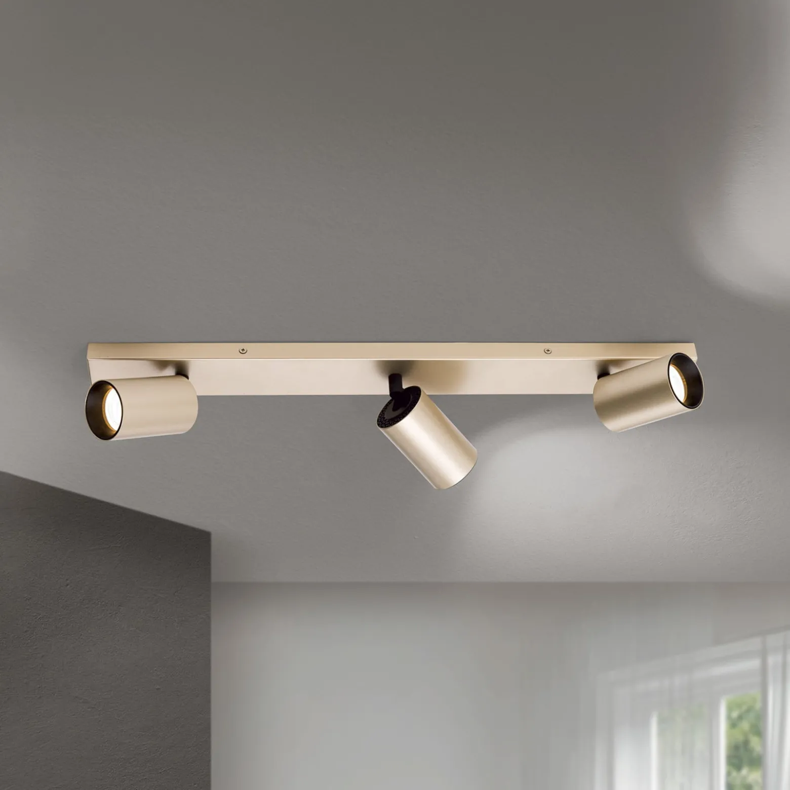 Strahler Sean, 3-flg., goldfarben, Metall, schwenkbar