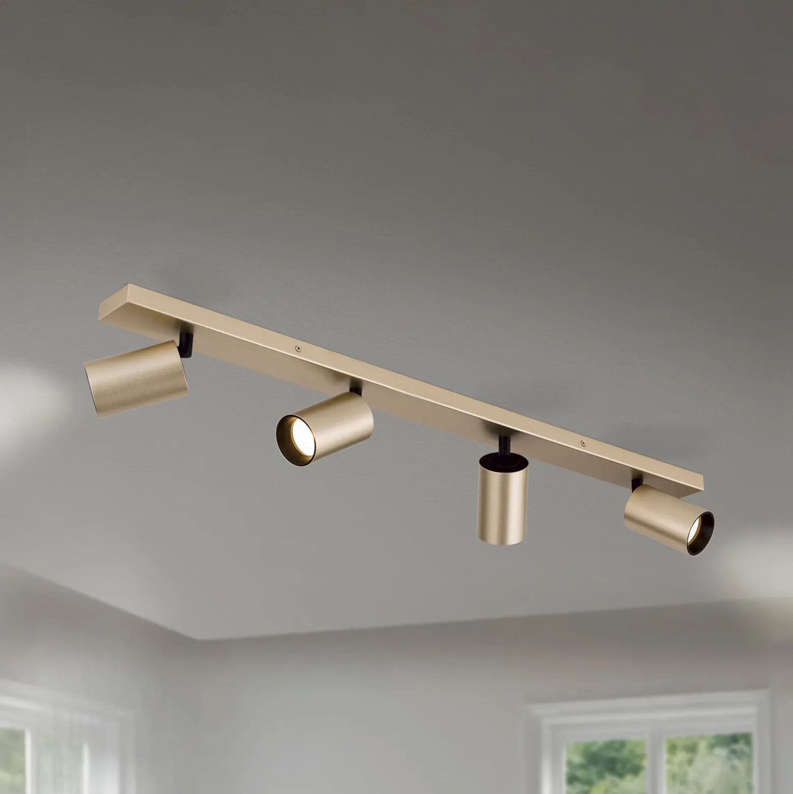 Strahler Sean, 4-flg., goldfarben, Metall, schwenkbar