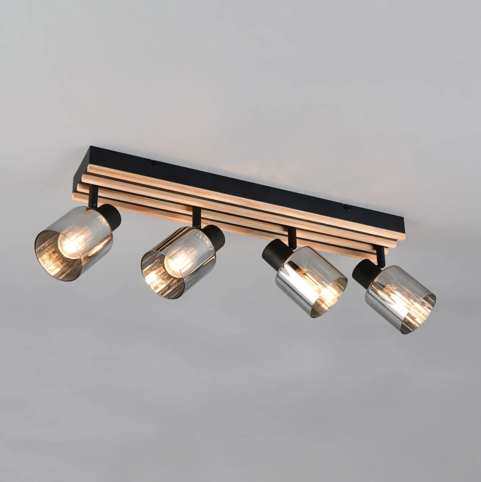 Strahler Travia, Länge 65 cm, 4-flammig, schwarz/rauchgrau