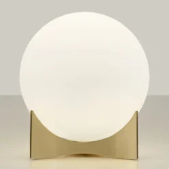 Terzani Tischleuchte Oscar, messingfarben, Ø 20 cm, Opalglas
