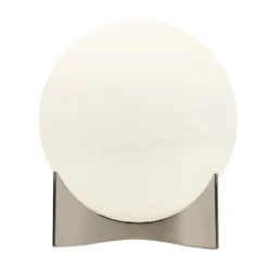 Terzani Tischleuchte Oscar, nickelfarben, Ø 20 cm, Opalglas