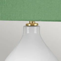 Textil-Tischlampe Isla messing antik/grün