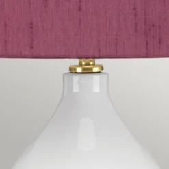 Textil-Tischlampe Isla messing antik/purpur