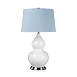 Textil-Tischlampe Isla nickel poliert/blau
