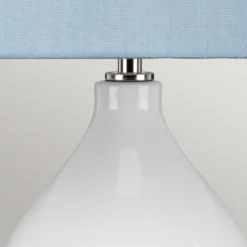 Textil-Tischlampe Isla nickel poliert/blau