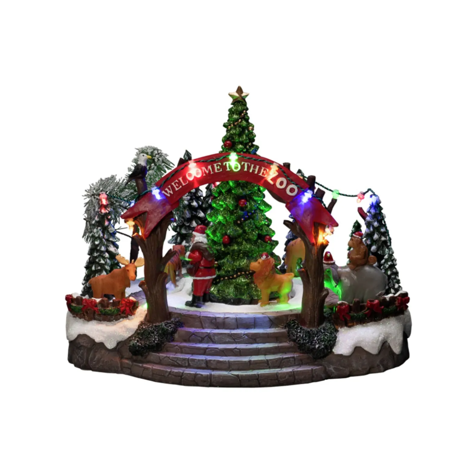 Tischdeko Weihnachtszoo, bunte LEDs und Musik
