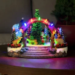 Tischdeko Weihnachtszoo, bunte LEDs und Musik