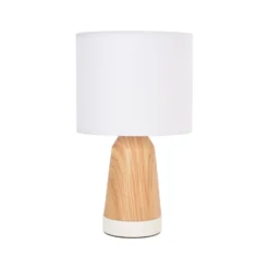 Tischlampe Baltik weiß/holz hell Höhe 33 cm Metall/Baumwolle