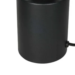 Tischlampe Bloeba, weiß/schwarz, Ø 25 cm, Leinen/Metall
