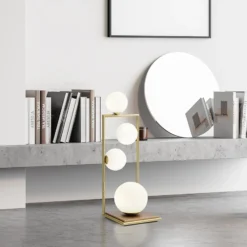 Tischlampe Buble gold Opalglas 4-flammig Dimmer