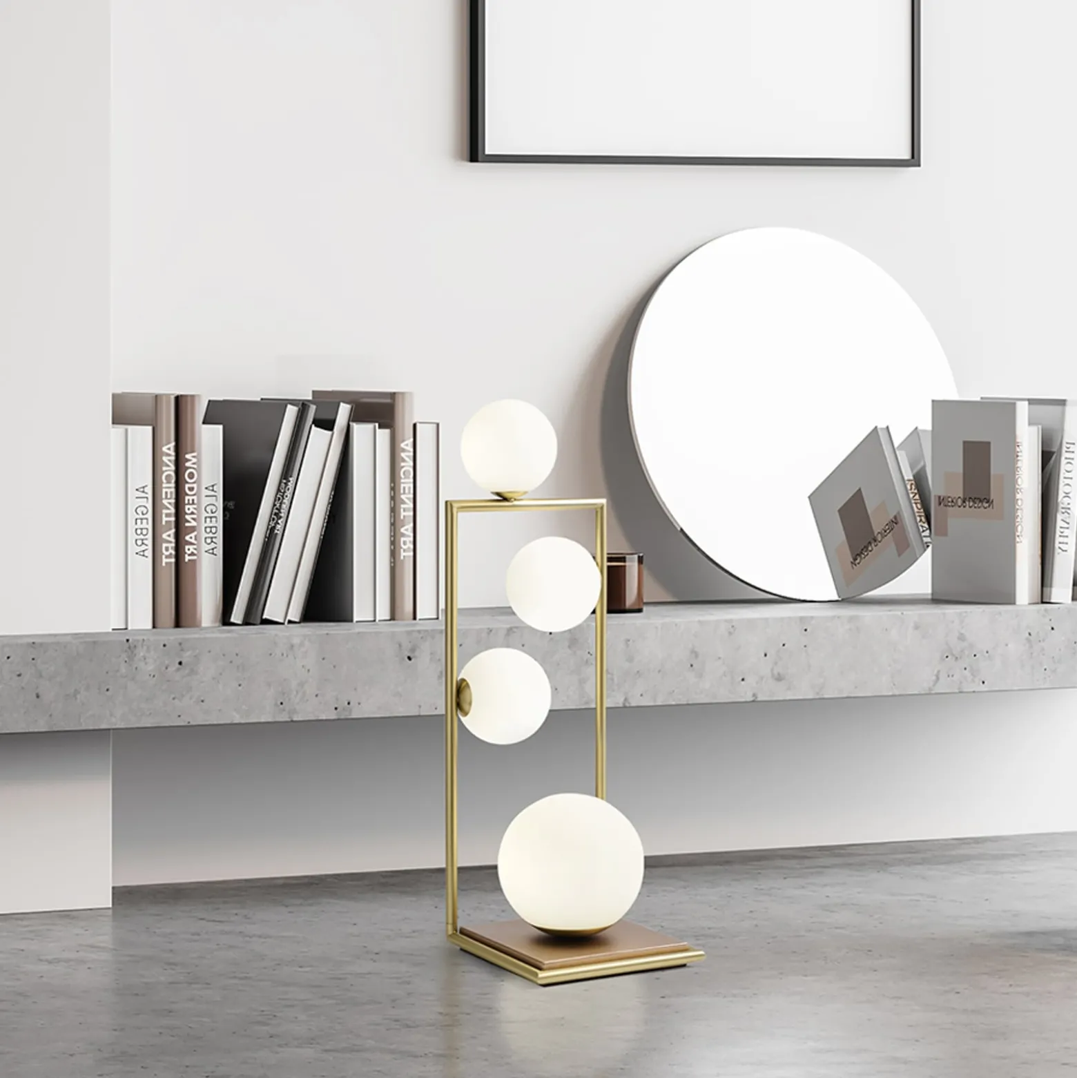 Tischlampe Buble gold Opalglas 4-flammig Dimmer