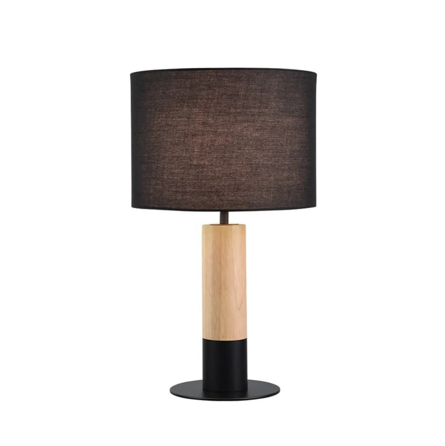 Tischlampe Carroll, holz hell/schwarz, Höhe 43 cm, Stoff