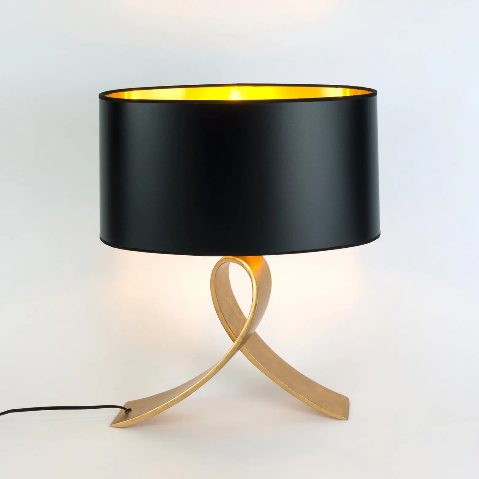 Tischlampe CICLO OVAL, schwarz/gold, 52 cm Metall/Kunststoff