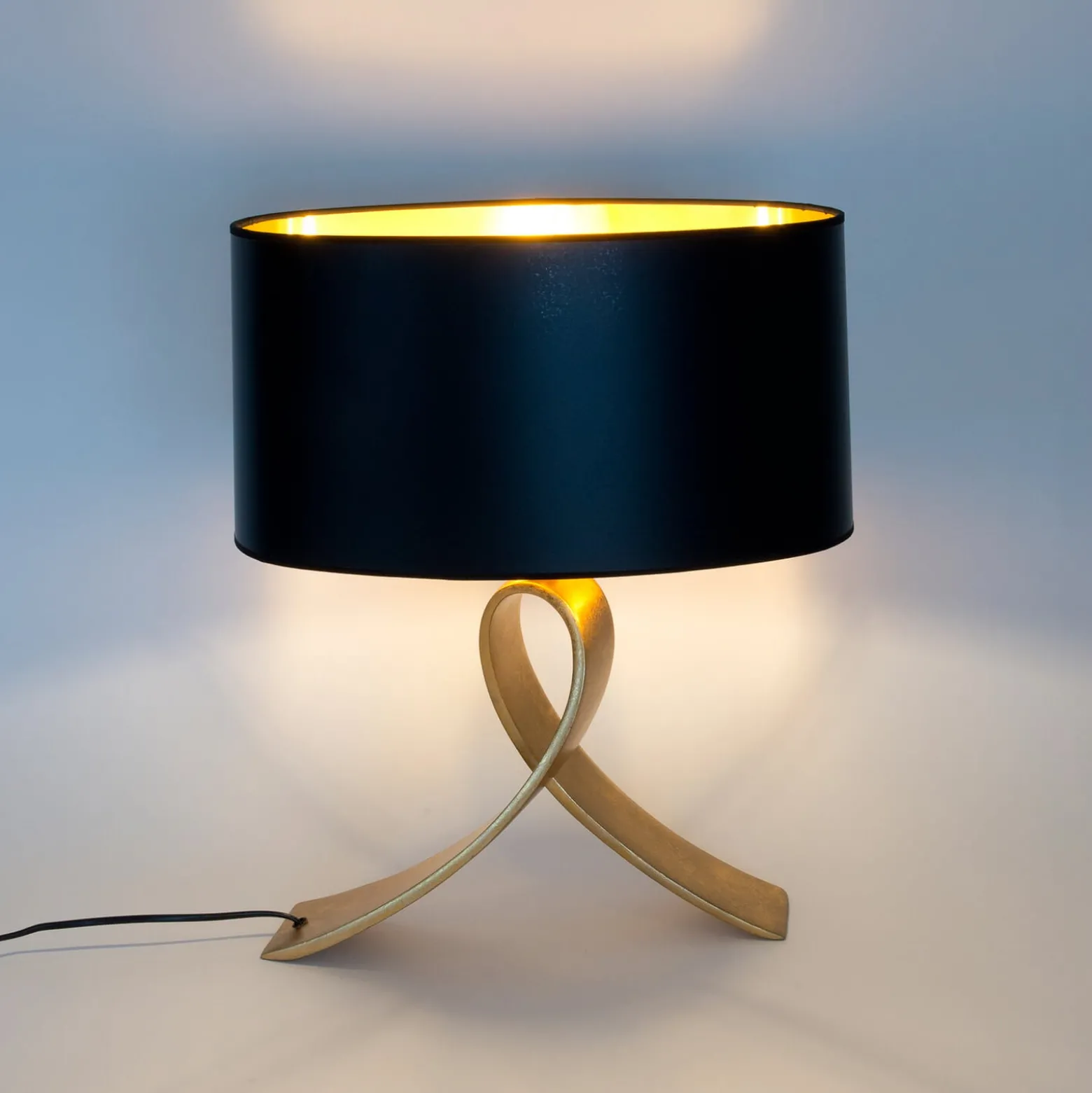 Tischlampe CICLO OVAL, schwarz/gold, 52 cm Metall/Kunststoff