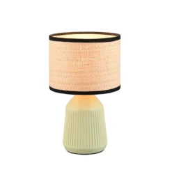 Tischlampe Formentera, grün/beige, Höhe 27 cm Keramik/Papier