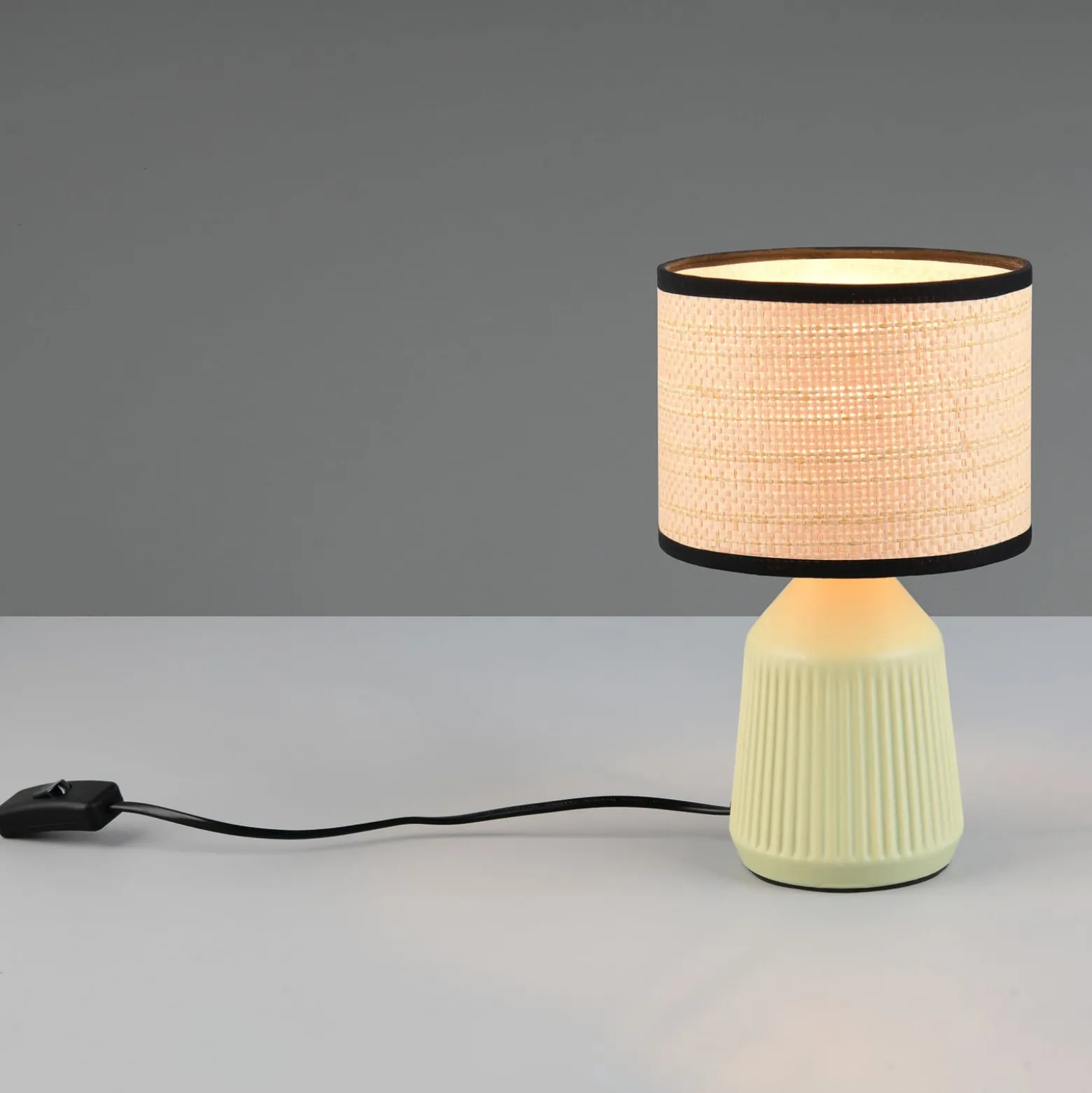 Tischlampe Formentera, grün/beige, Höhe 27 cm Keramik/Papier