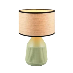 Tischlampe Formentera, grün/beige, Höhe 43 cm Keramik/Papier