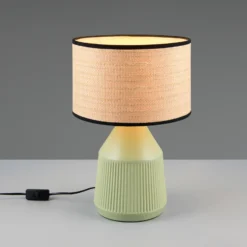 Tischlampe Formentera, grün/beige, Höhe 43 cm Keramik/Papier
