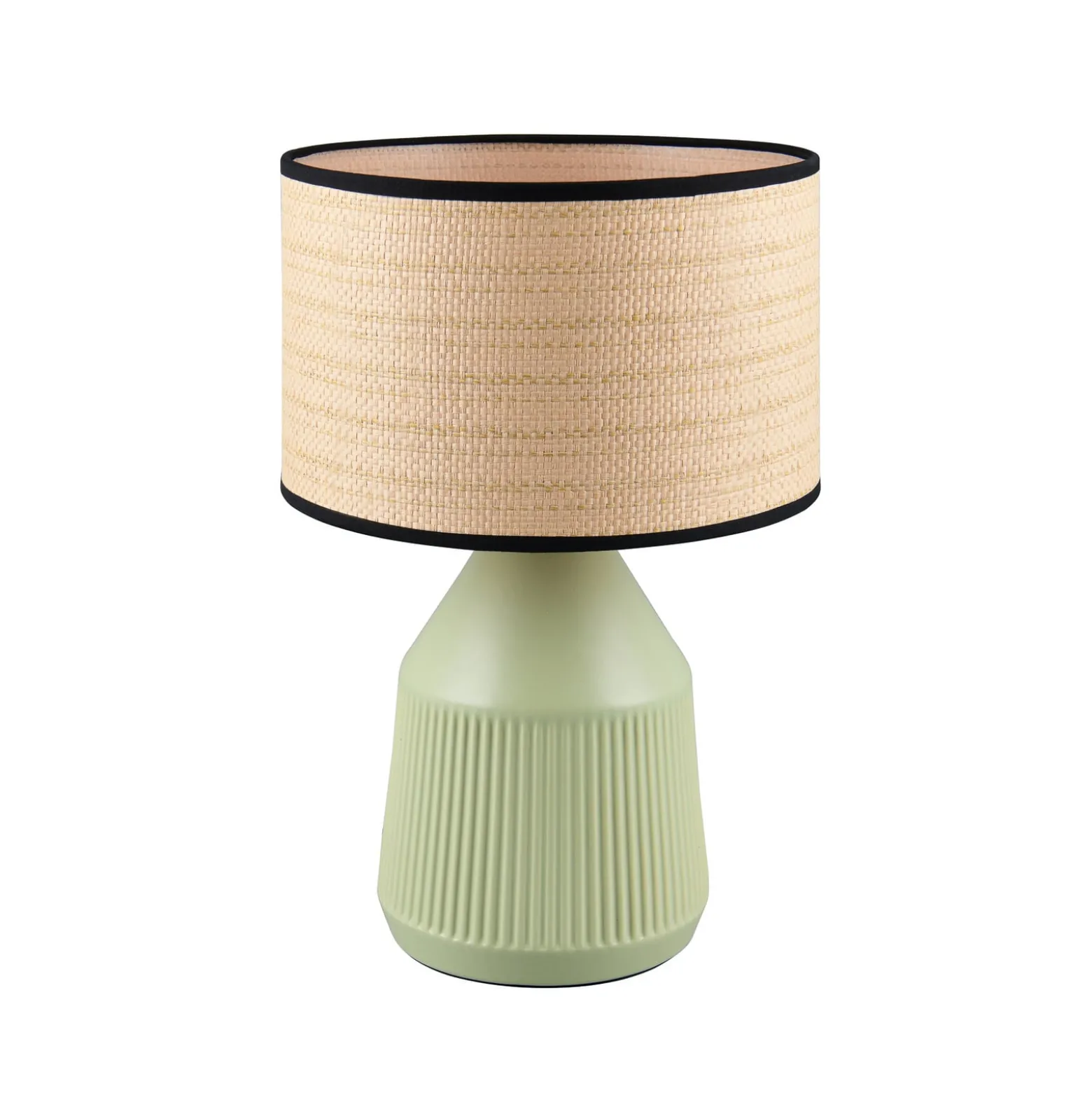 Tischlampe Formentera, grün/beige, Höhe 43 cm Keramik/Papier
