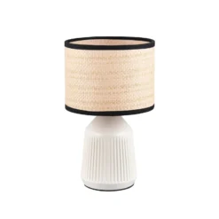Tischlampe Formentera, weiß/beige, Höhe 27 cm Keramik/Papier