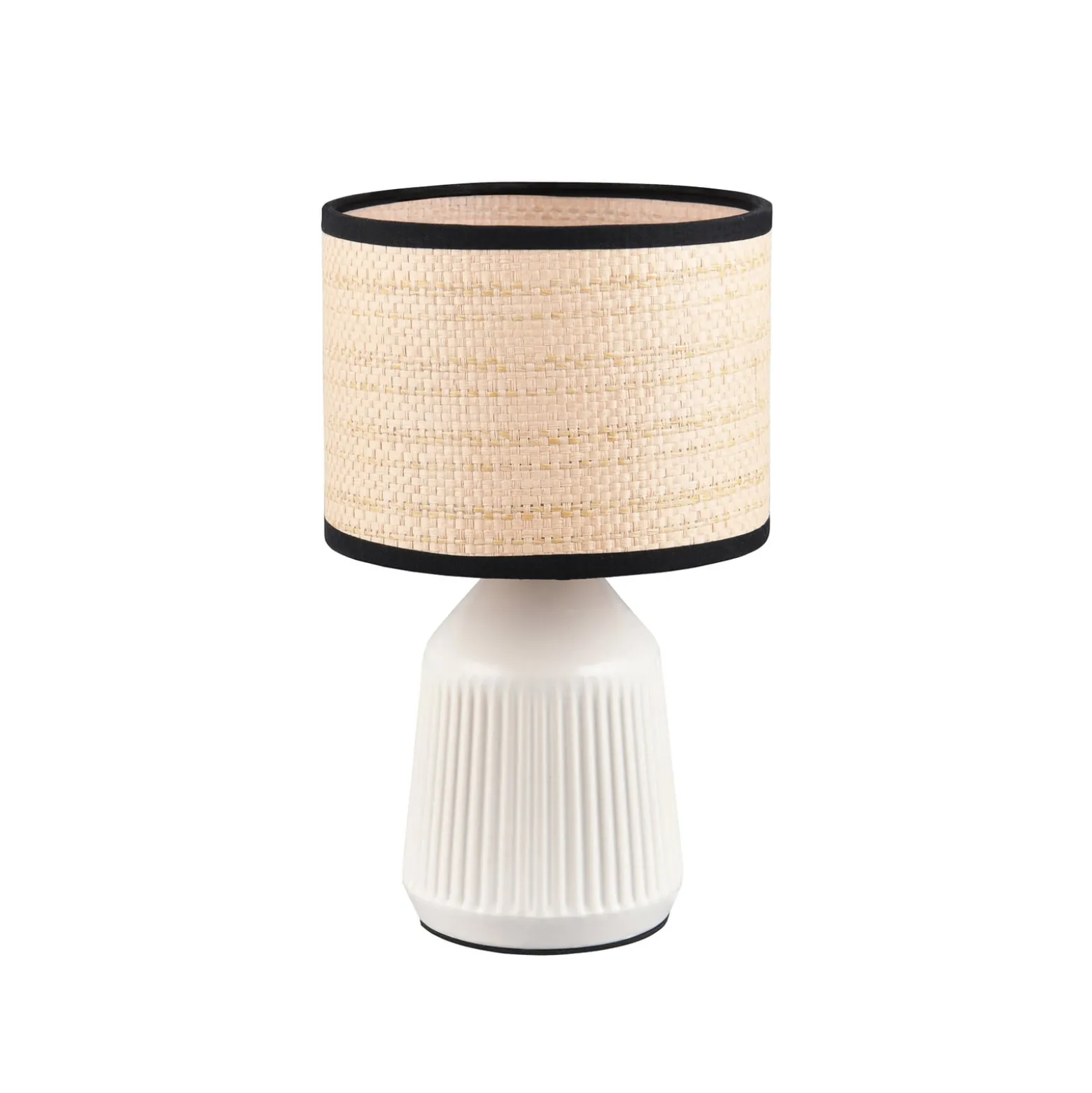 Tischlampe Formentera, weiß/beige, Höhe 27 cm Keramik/Papier