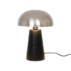Tischlampe Fungo, unten strahlend, schwarz/silber