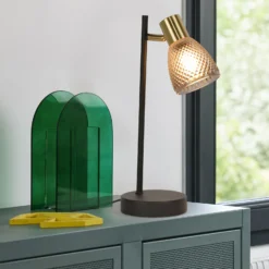 Tischlampe Giada, schwarz/rauchgrau Höhe 35 cm, Metall/Glas