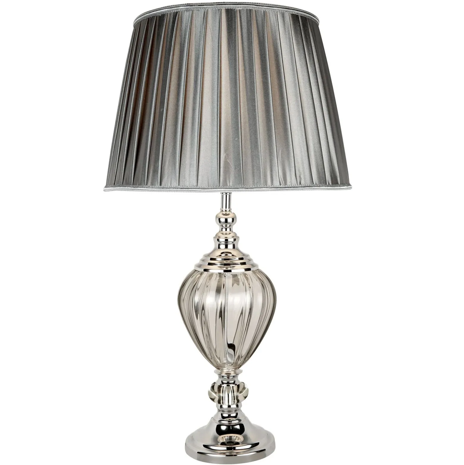 Tischlampe Greyson mit Textilschirm in Grau