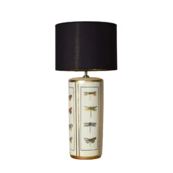 Tischlampe Lucca, schwarz, Höhe 67 cm, Leinentextil, Keramik