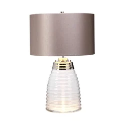 Tischlampe Milne Glasfuß Schirm grau