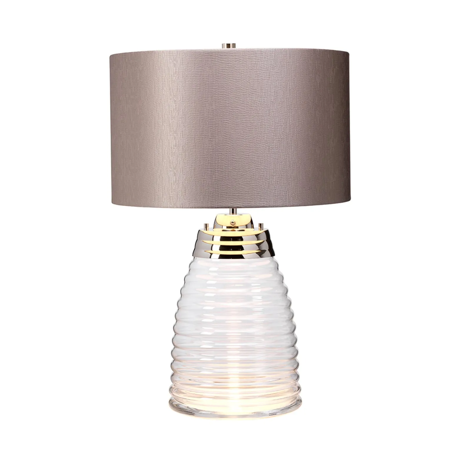 Tischlampe Milne Glasfuß Schirm grau